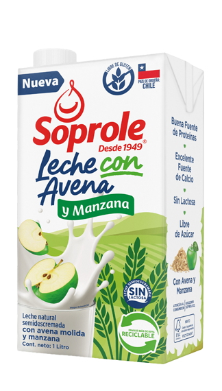 Leche semidescremada con Avena y Manzana 1L